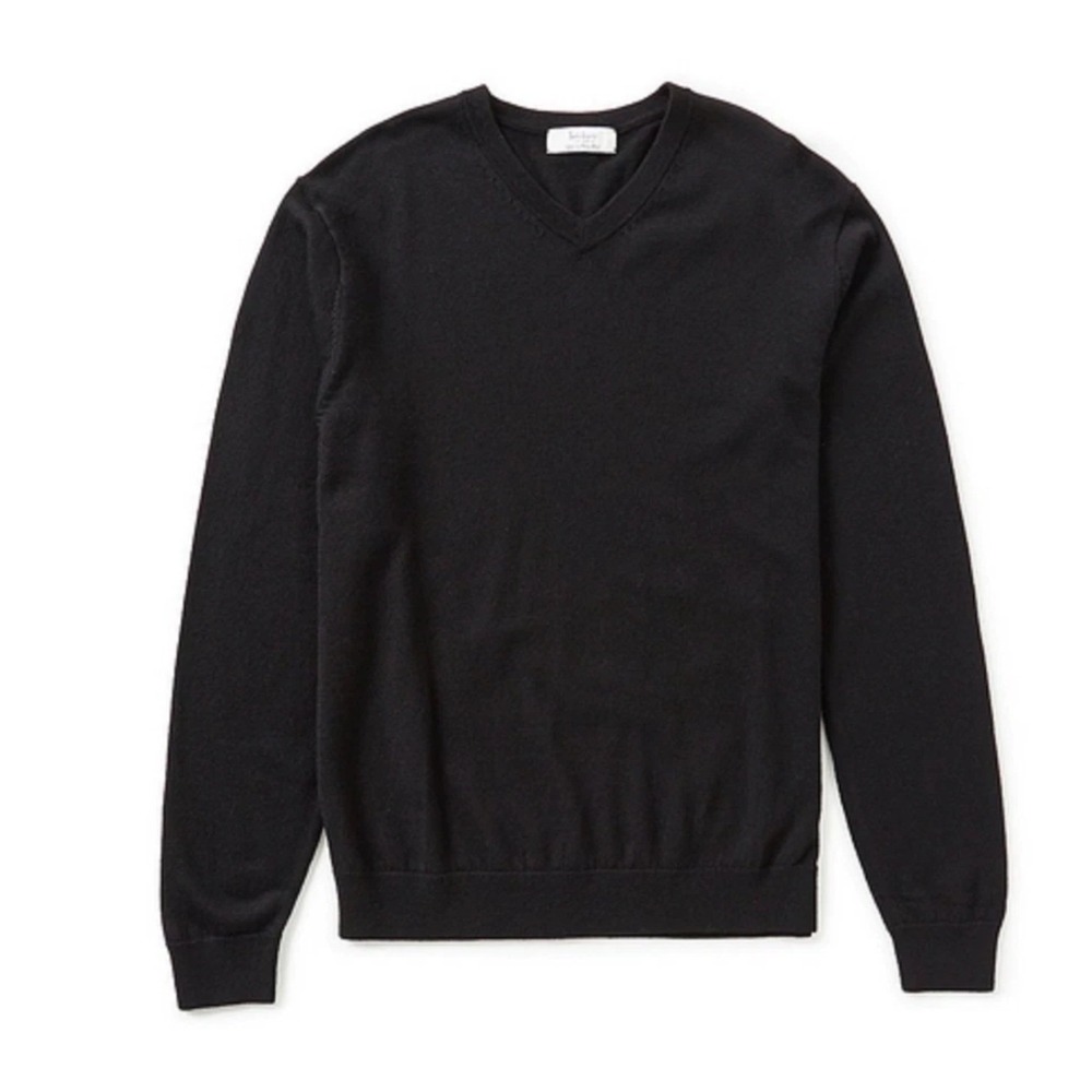 Turnbury Extra Fine Merino Wool V-Neck Sweater Black XLT Tall Business Casual